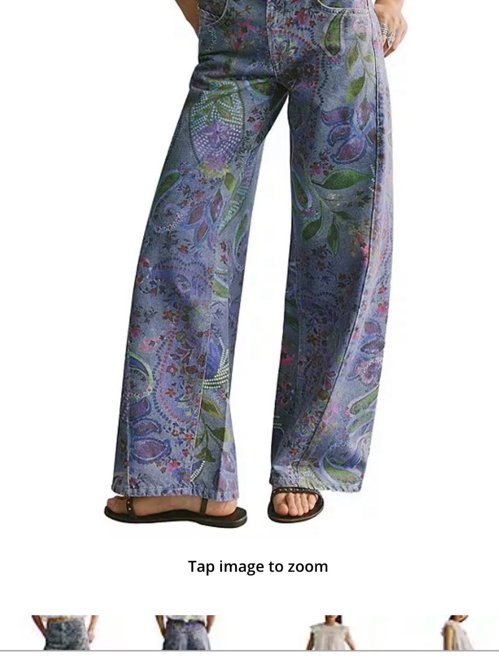 Free People Lavender Paisley Wide-Leg Pants
